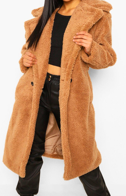 FAUX FUR POCKET TEDDY COAT