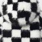 CHECKERBOARD FAUX FUR COAT