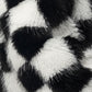 CHECKERBOARD FAUX FUR COAT