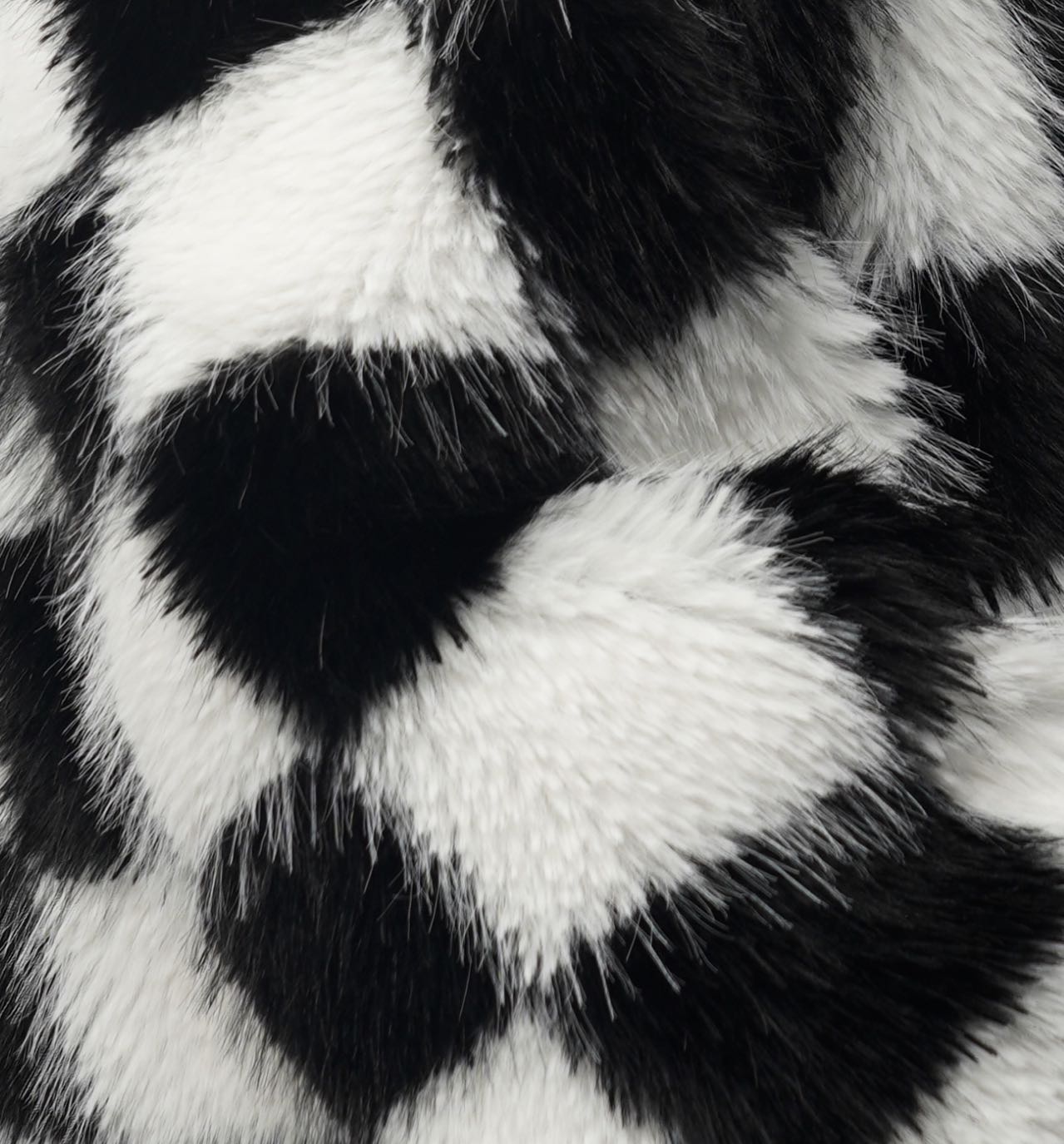 CHECKERBOARD FAUX FUR COAT