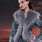 SUEDE FAUX FUR TIE TRIM JACKET