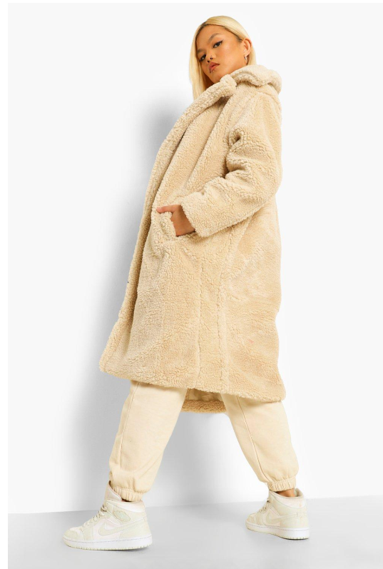 FAUX FUR POCKET TEDDY COAT