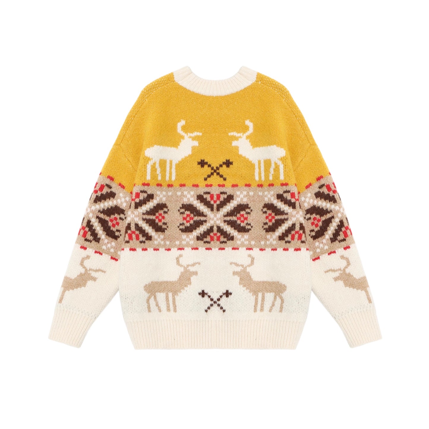 CHRISTMAS FAIRISLE REINDEER AND SNOWFLAKE VINTAGE JUMPER WITH SCARF