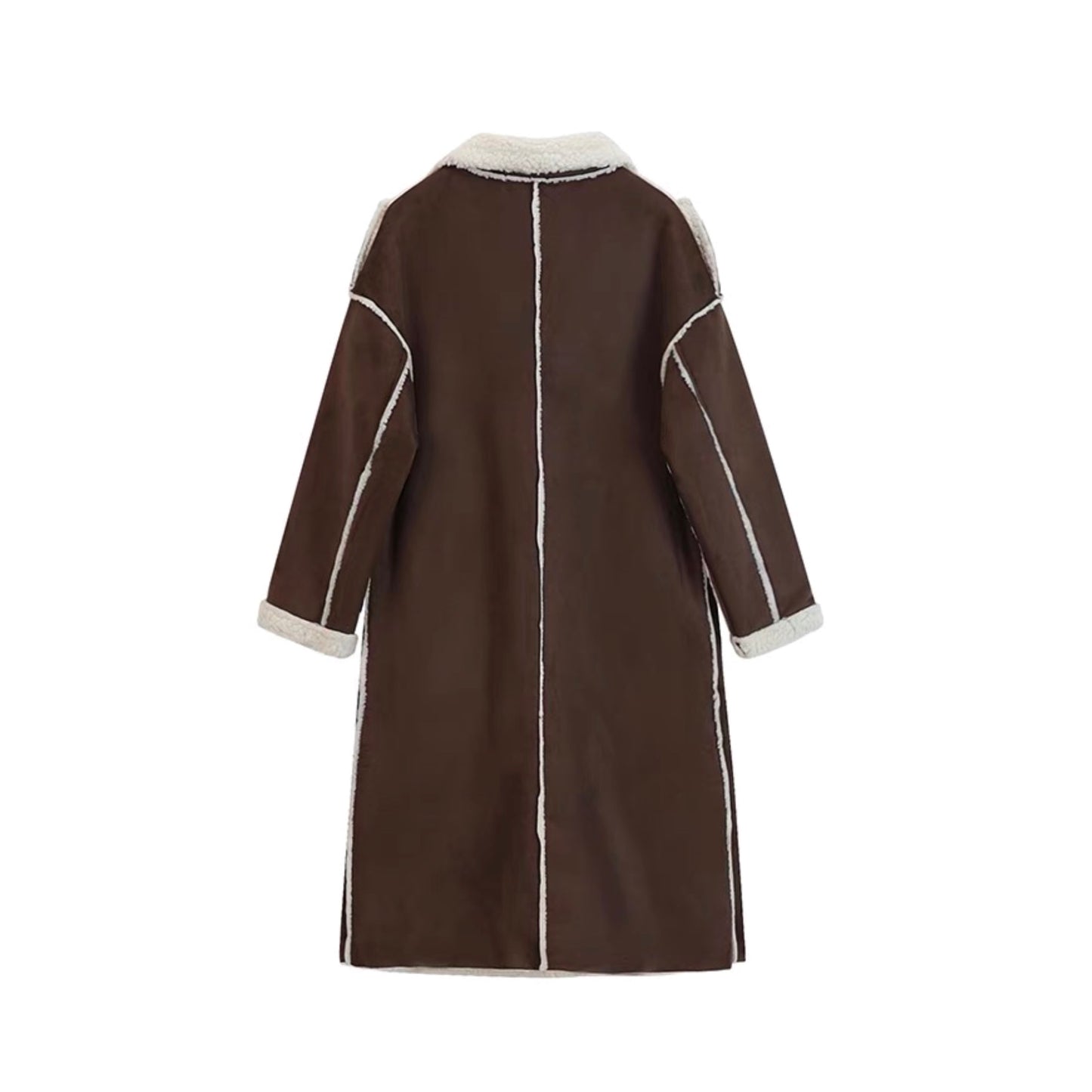 SUEDE FAUX FUR CHOCHOLATE COAT