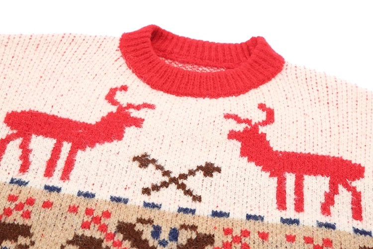 CHRISTMAS FAIRISLE REINDEER AND SNOWFLAKE VINTAGE JUMPER WITH SCARF